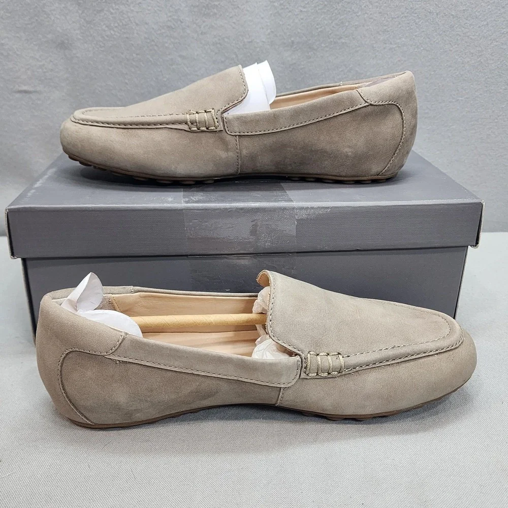 ABEO Harbor Driving Loafers Taupe Suede Slip On Shoes Womens 7.5